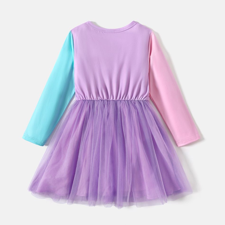 L.O.L. SURPRISE! Toddler Girl Bowknot Design Mesh Splice Colorblock Long-sleeve Dress ColorBlock big image 2