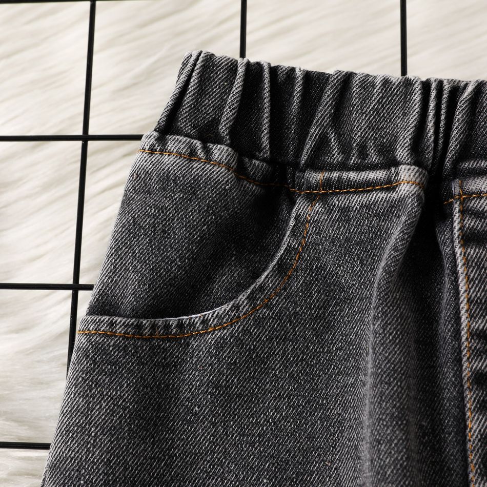 Toddler Boy Trendy 100% Cotton Ripped Denim Jeans Grey big image 3
