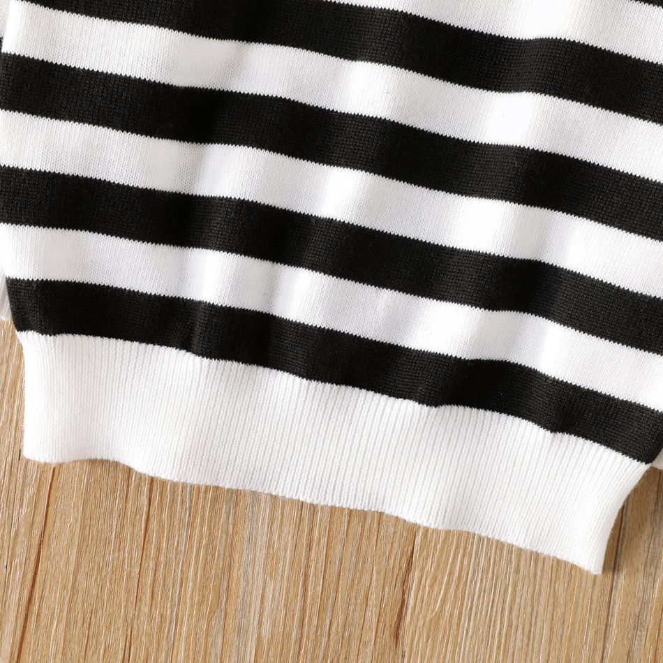 Toddler Boy/Girl Classic Stripe Knit Sweater Black/White big image 4