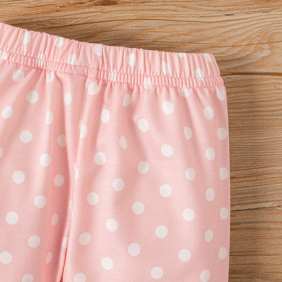 2pcs Baby Girl Rabbit Design Polka Dot Print Pink Long-sleeve Sweatshirt and Sweatpants Set Pink big image 5