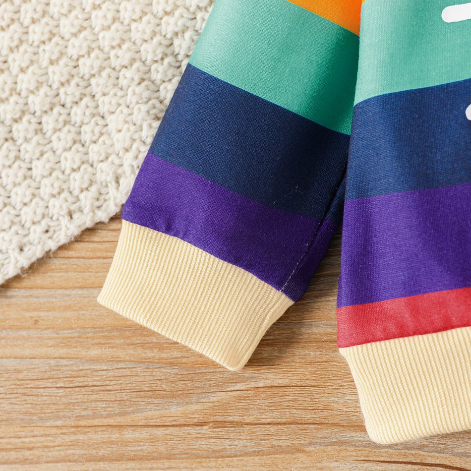 Baby Boy/Girl Heart & Letter Print Rainbow Colorblock Long-sleeve Sweatshirt Multi-color big image 5