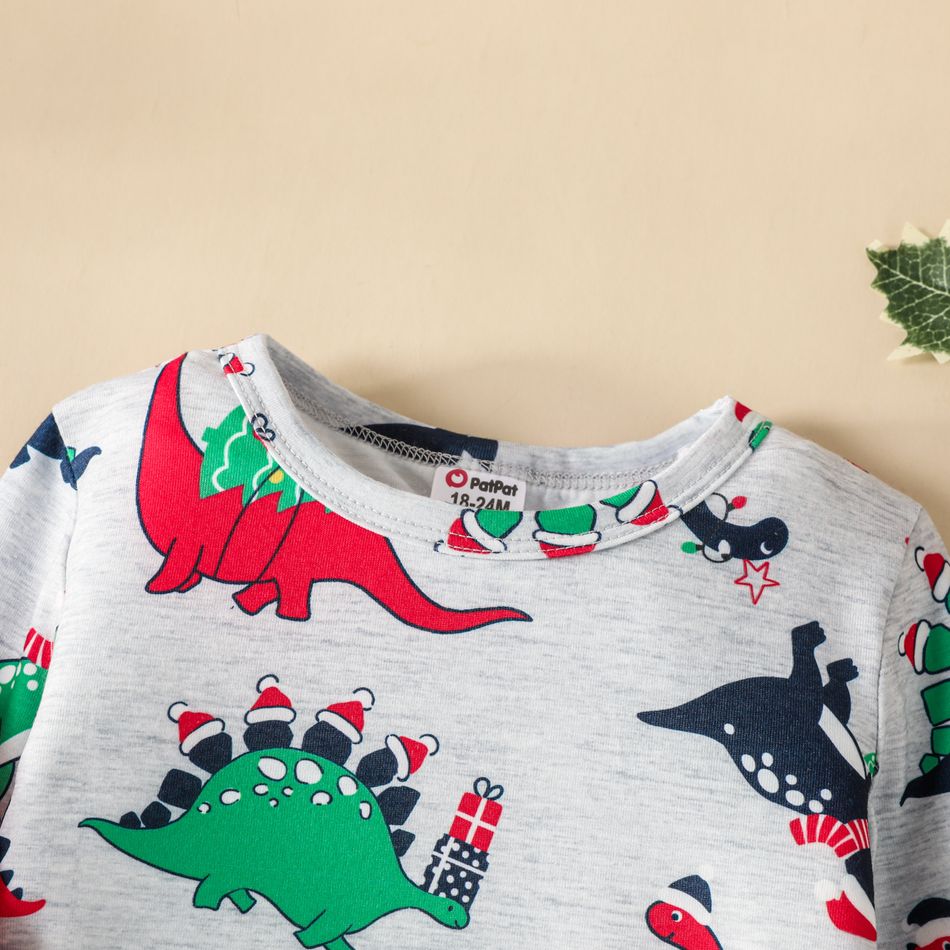 2-Pack Toddler Boy/Girl Christmas Playful Dinosaur Print Long-sleeve Tee MultiColour big image 10