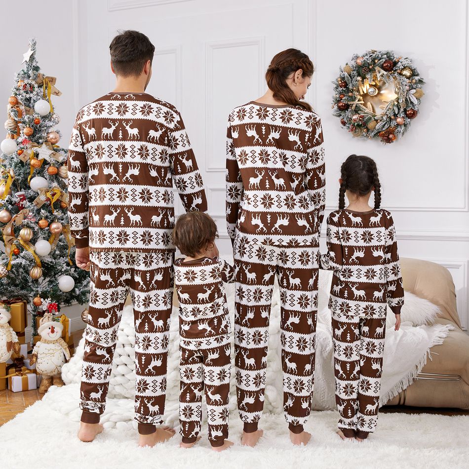 Natal Look de família Manga comprida Conjuntos de roupa para a família Pijamas (Flame Resistant) Café big image 4