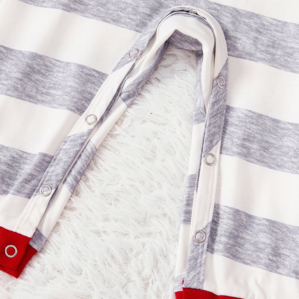 Christmas Family Matching Grey Striped Long-sleeve Naia Pajamas Sets (Flame Resistant) MiddleAsh big image 6