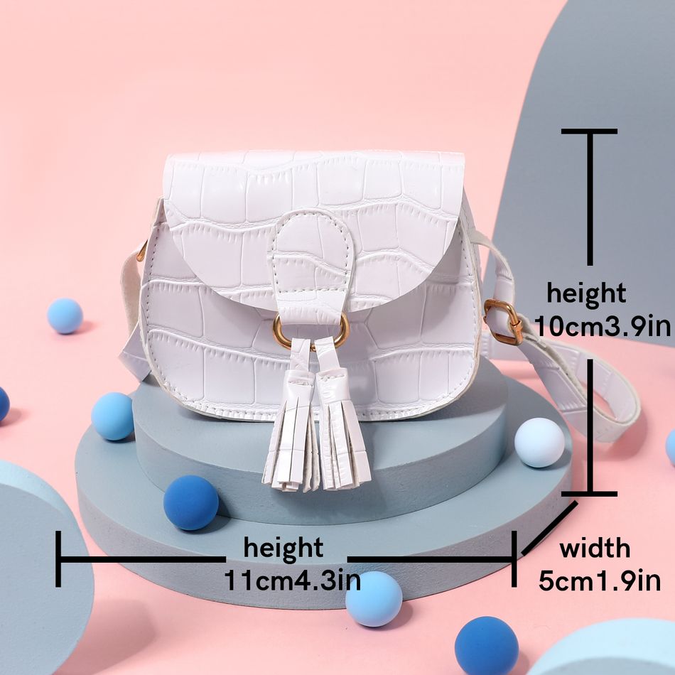Toddler / Kid Embossed Tassel Decor Crossbody Bag White big image 2