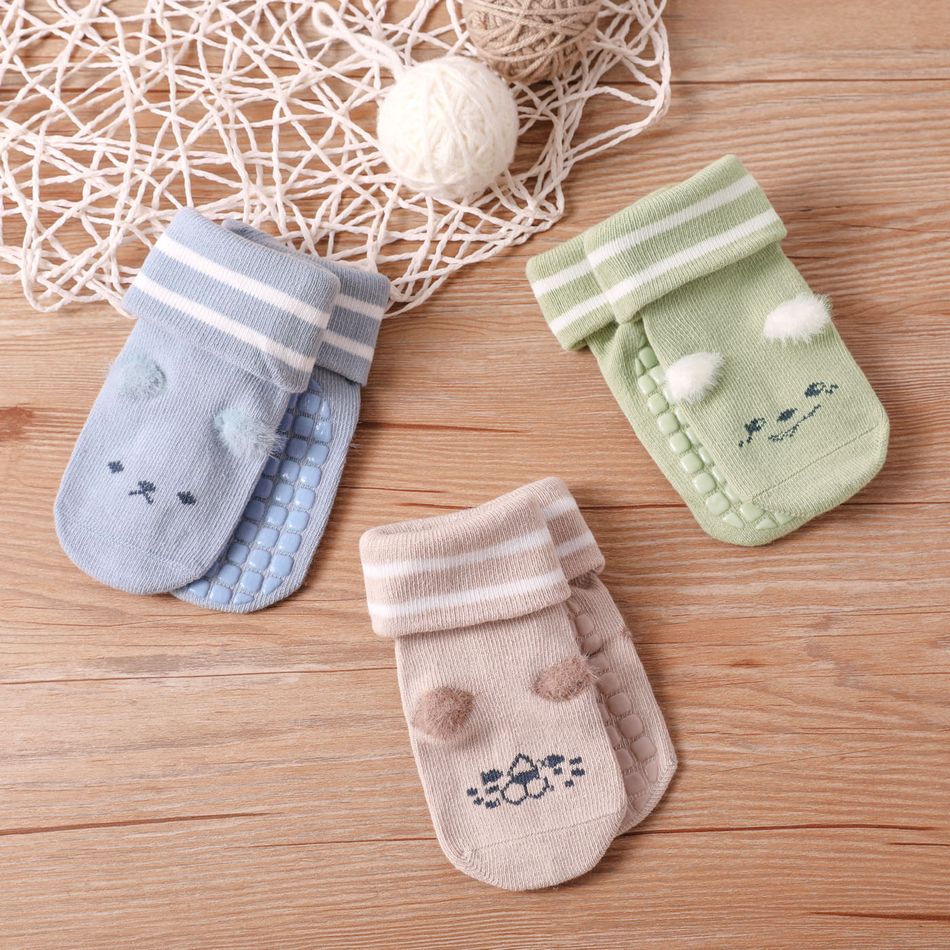 3-pairs Baby Cartoon Non-slip Cuffed Socks Multi-color big image 8