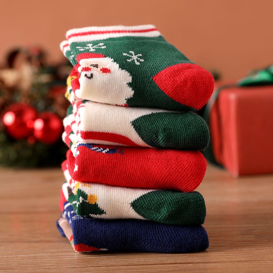 5-pairs Baby / Toddler Christmas Crew Socks Set Red big image 3