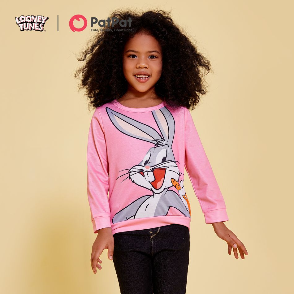 Looney Tunes Kid Girl Characters Print Pullover Sweatshirt Pink big image 9