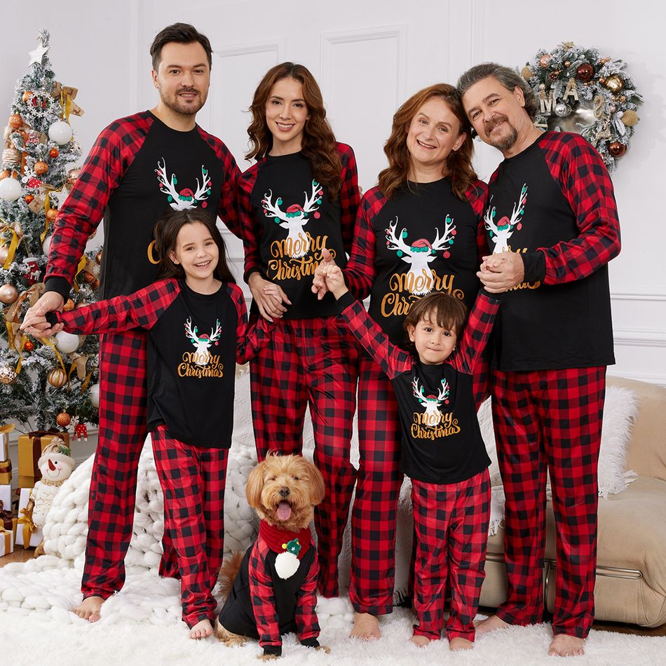 Noël Look Familial Manches longues Tenues de famille assorties Pyjamas (Flame Resistant) Rouge
