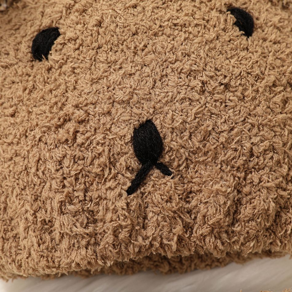 2-pack Baby Cartoon Bear Fuzzy Beanie Hat & Scarf Set Coffee big image 3