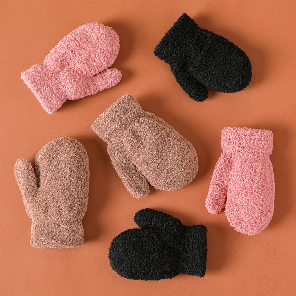 gants de mitaines thermiques en peluche pour bébés / tout-petits Rose big image 2
