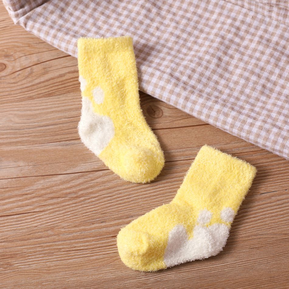 Baby Two Tone Thermal Plush Socks Yellow big image 2