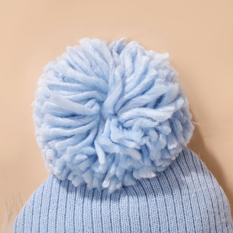 Baby Letter Embroidered Cuffed Knit Beanie Hat Light Blue big image 6