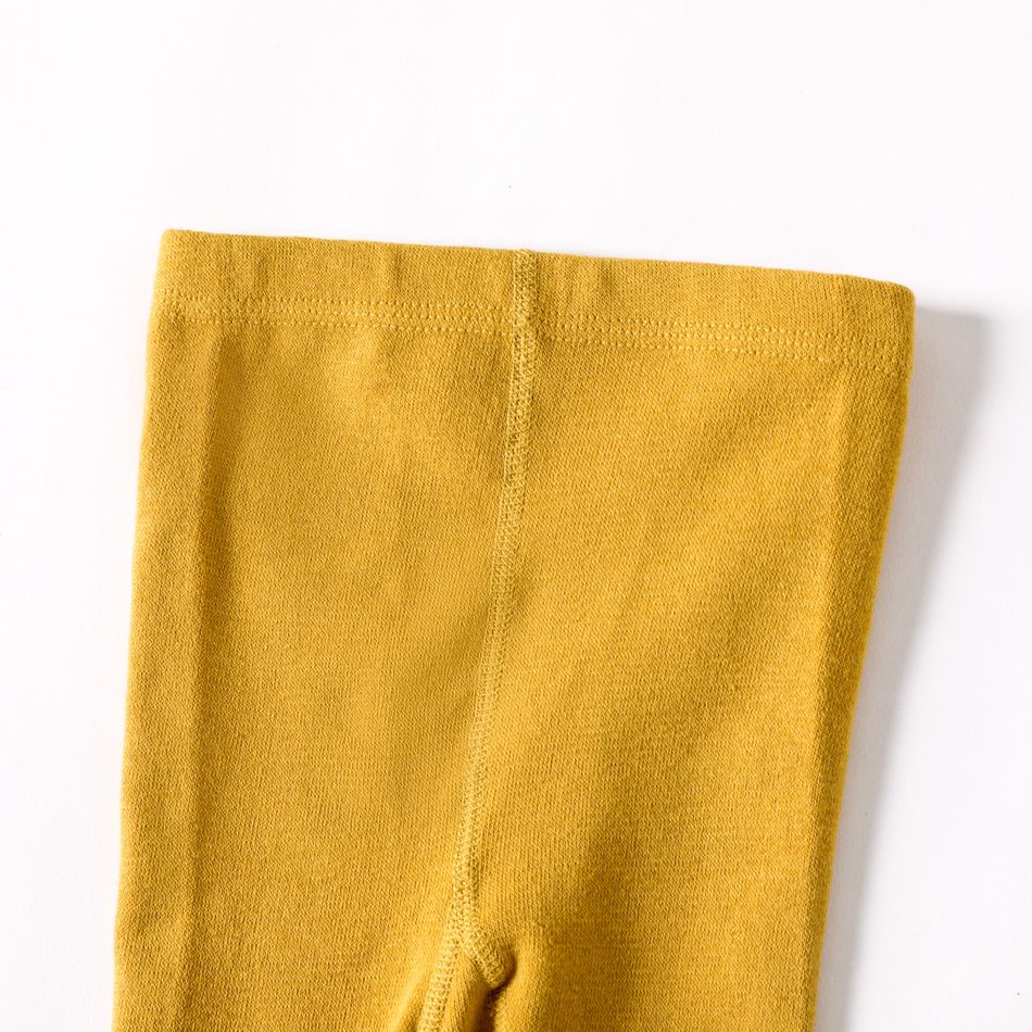 Toddler Girl Sweet Bowknot Design Knit Cotton Leggings Yellow big image 3