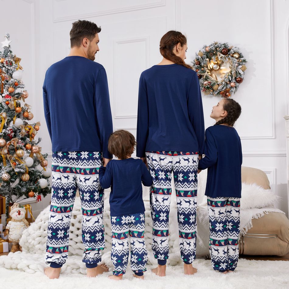 Natal Look de família Manga comprida Conjuntos de roupa para a família Pijamas (Flame Resistant) azul preto big image 4