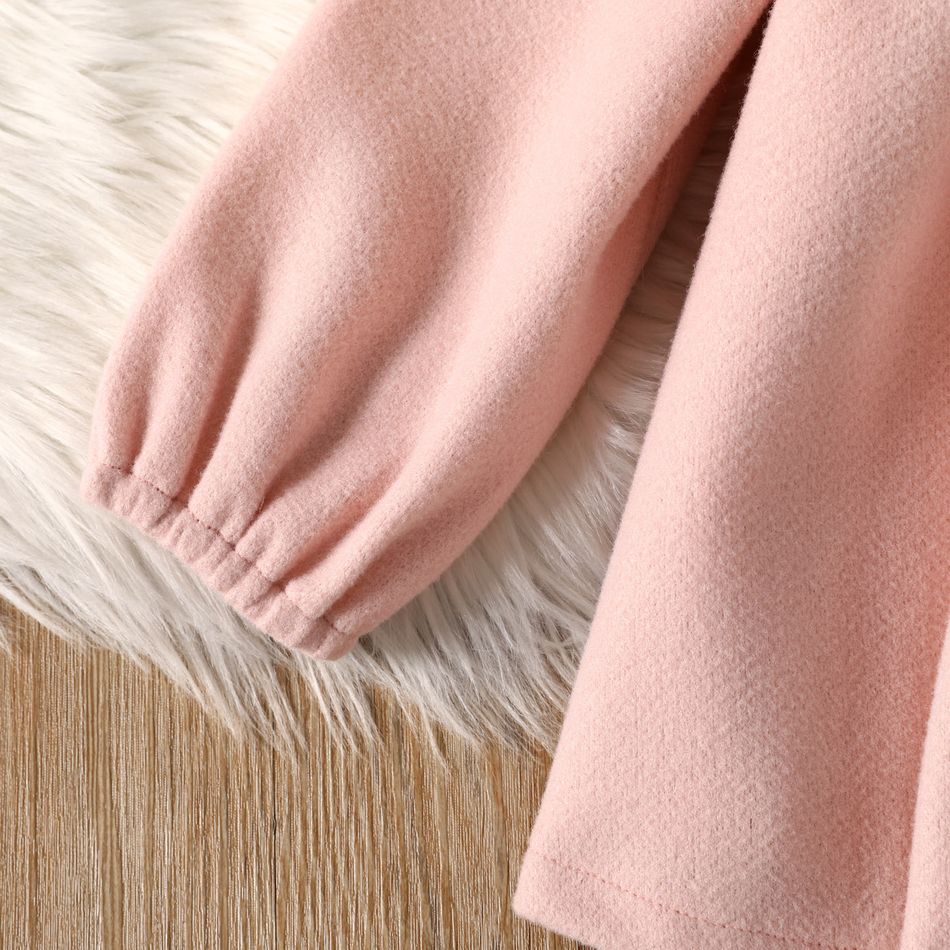 Toddler Girl Bowknot Design Lapel Collar Pink Coat Pink