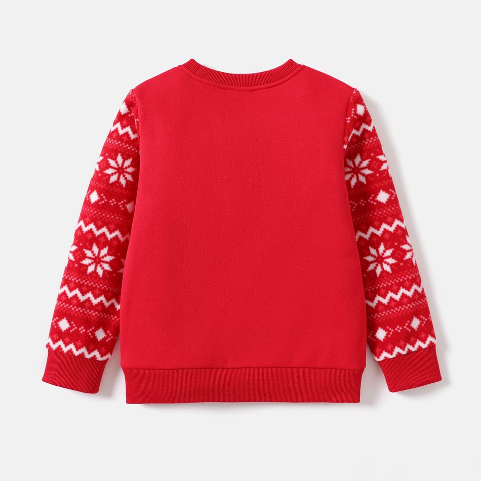 L.O.L. SURPRISE! Kid Girl Christmas Character Print Polar Fleece Splice Sleeve Sweatshirt Red-2