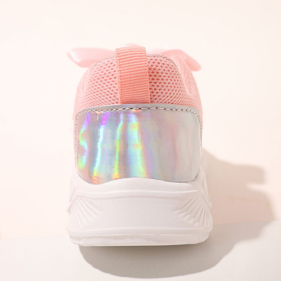 Toddler / Kid Bow Decor Holographic Panel Sneakers Pink big image 5