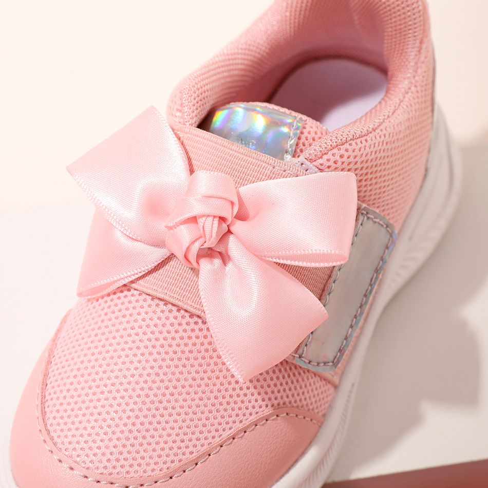 Toddler / Kid Bow Decor Holographic Panel Sneakers Pink big image 4