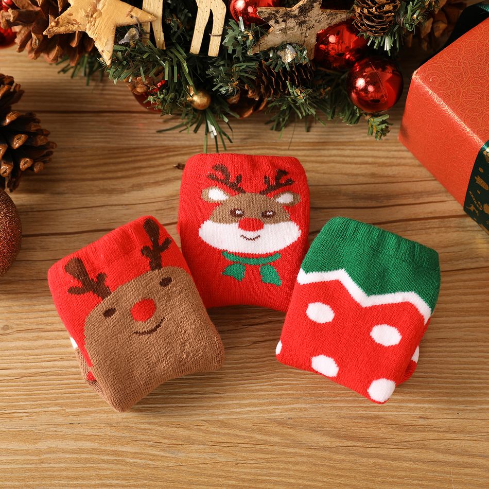 3-pairs Baby Christmas Thermal Socks Set Red big image 4