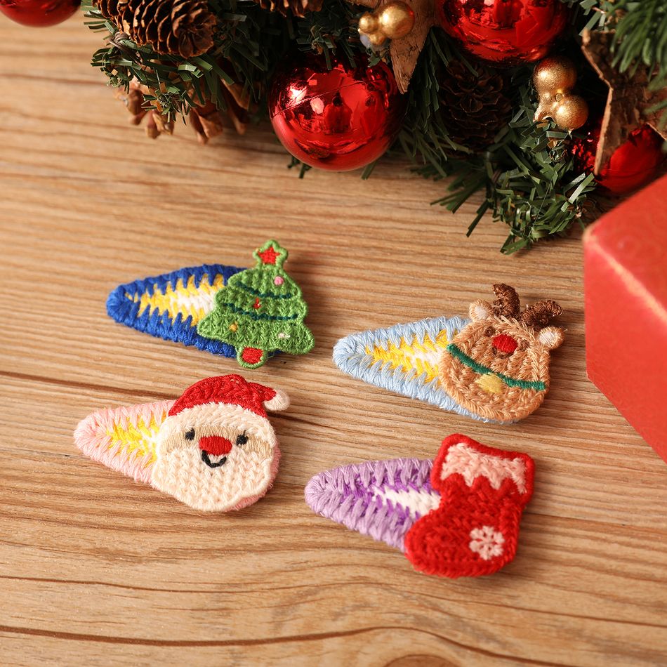 4-pack Christmas Cartoon Braided Hair Clips for Girls Multi-color big image 2