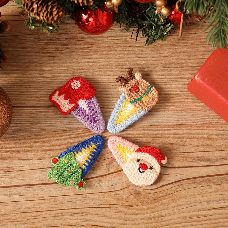4-pack Christmas Cartoon Braided Hair Clips for Girls Multi-color big image 4