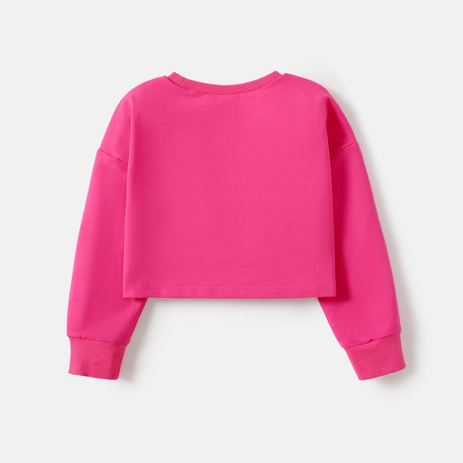 Care Bears Kid Girl Letter Print Cotton Crop Sweatshirt Hot Pink big image 3