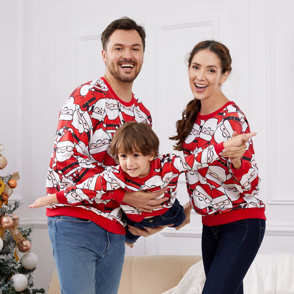 Christmas Family Matching Allover Santa Claus Print Red Long-sleeve Sweatshirts Red big image 3