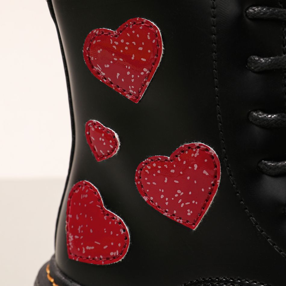 Toddler / Kid Heart Pattern Lace Up Boots Black big image 4