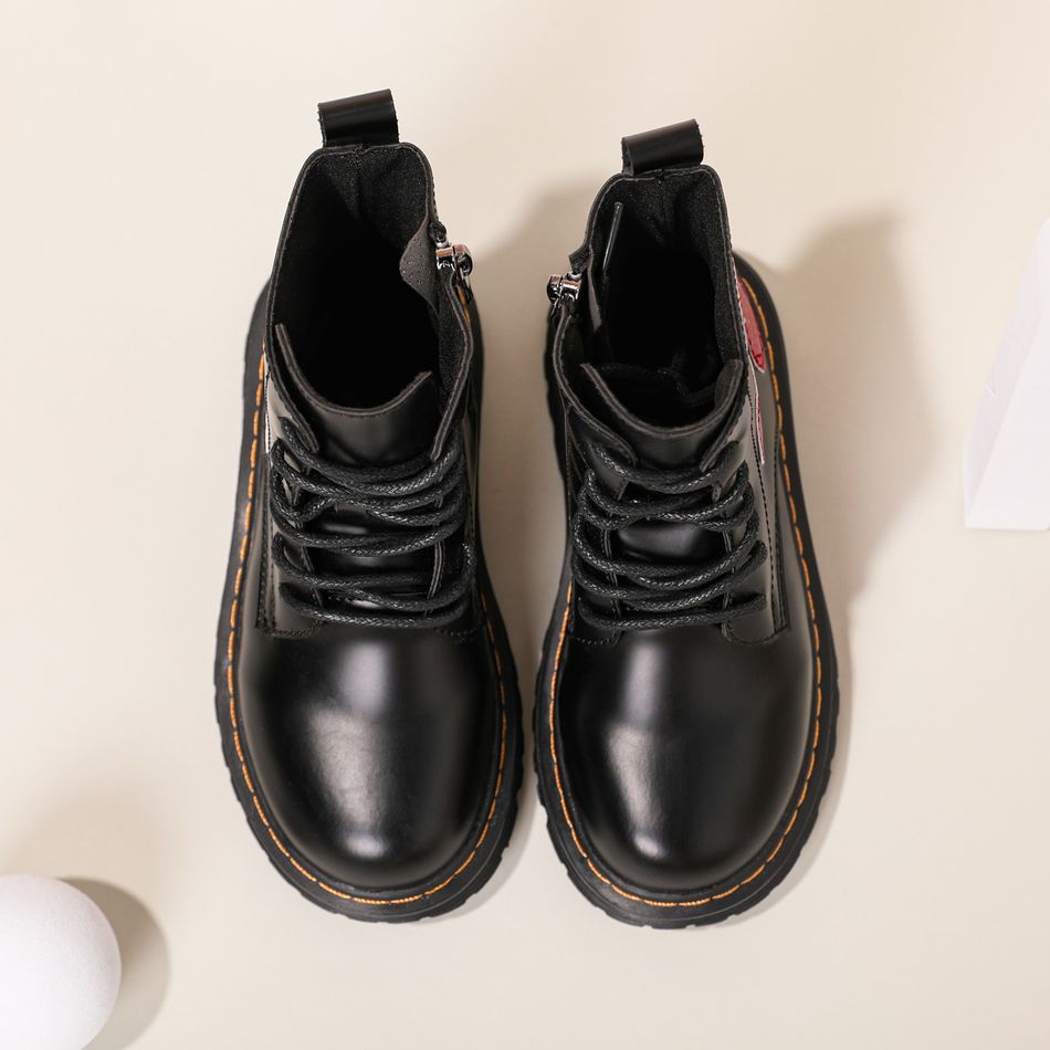 Toddler / Kid Heart Pattern Lace Up Boots Black big image 3