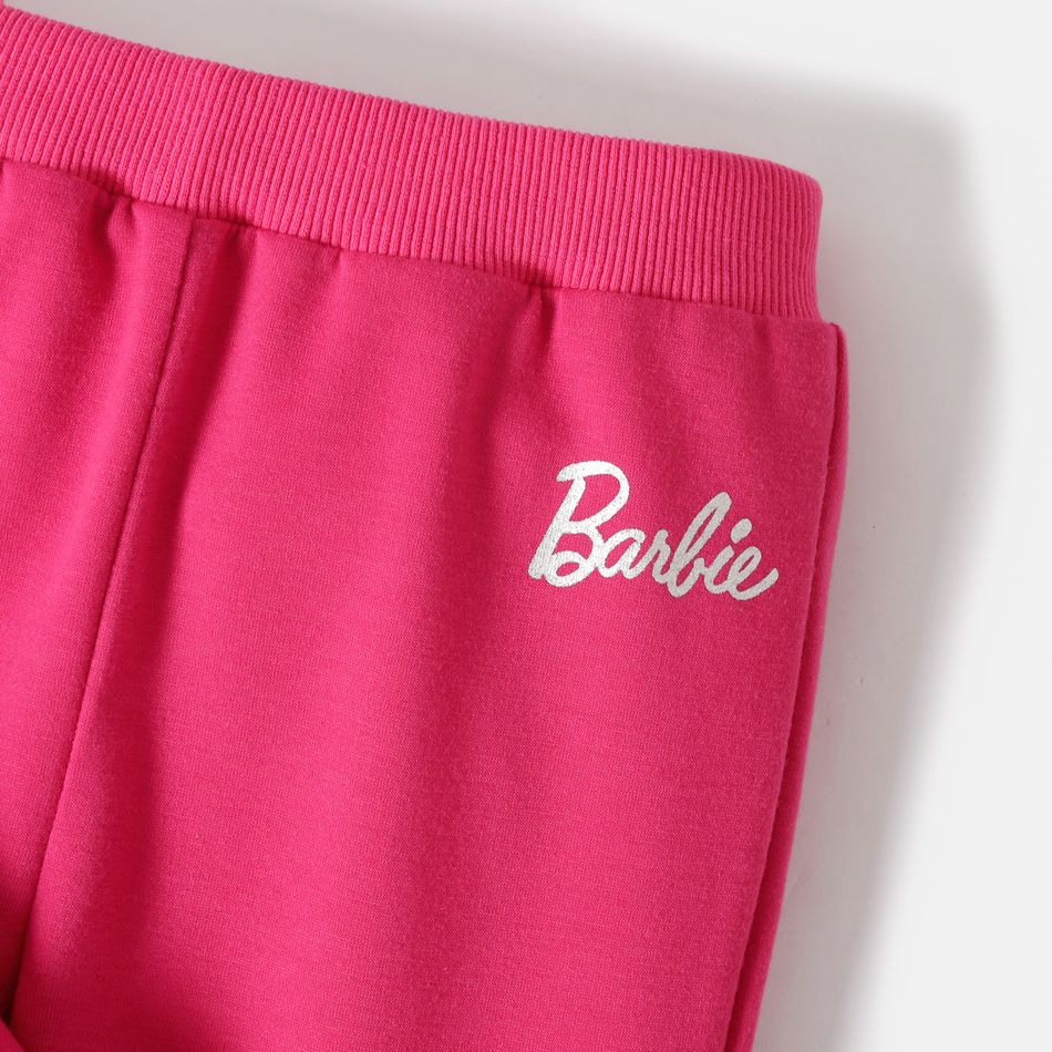 Barbie 2pcs Toddler Girl Character Print Pink Hoodie Sweatshirt and Flared Pants Set Pink big image 5