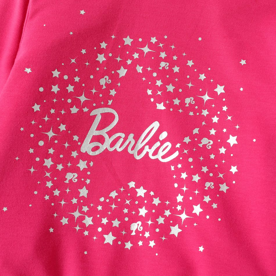 Barbie 2pcs Toddler Girl Character Print Pink Hoodie Sweatshirt and Flared Pants Set Pink big image 4