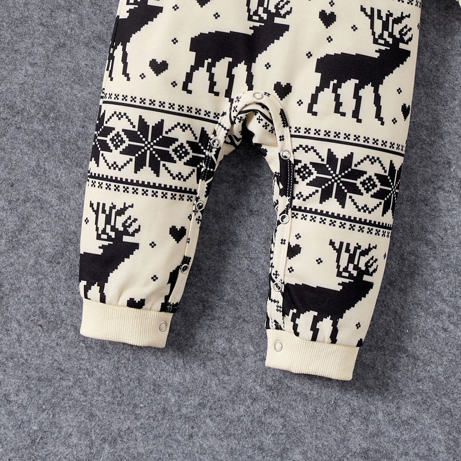 Christmas Family Matching Allover Deer & Snowflake Print Long-sleeve Hoodies BlanchedAlmond