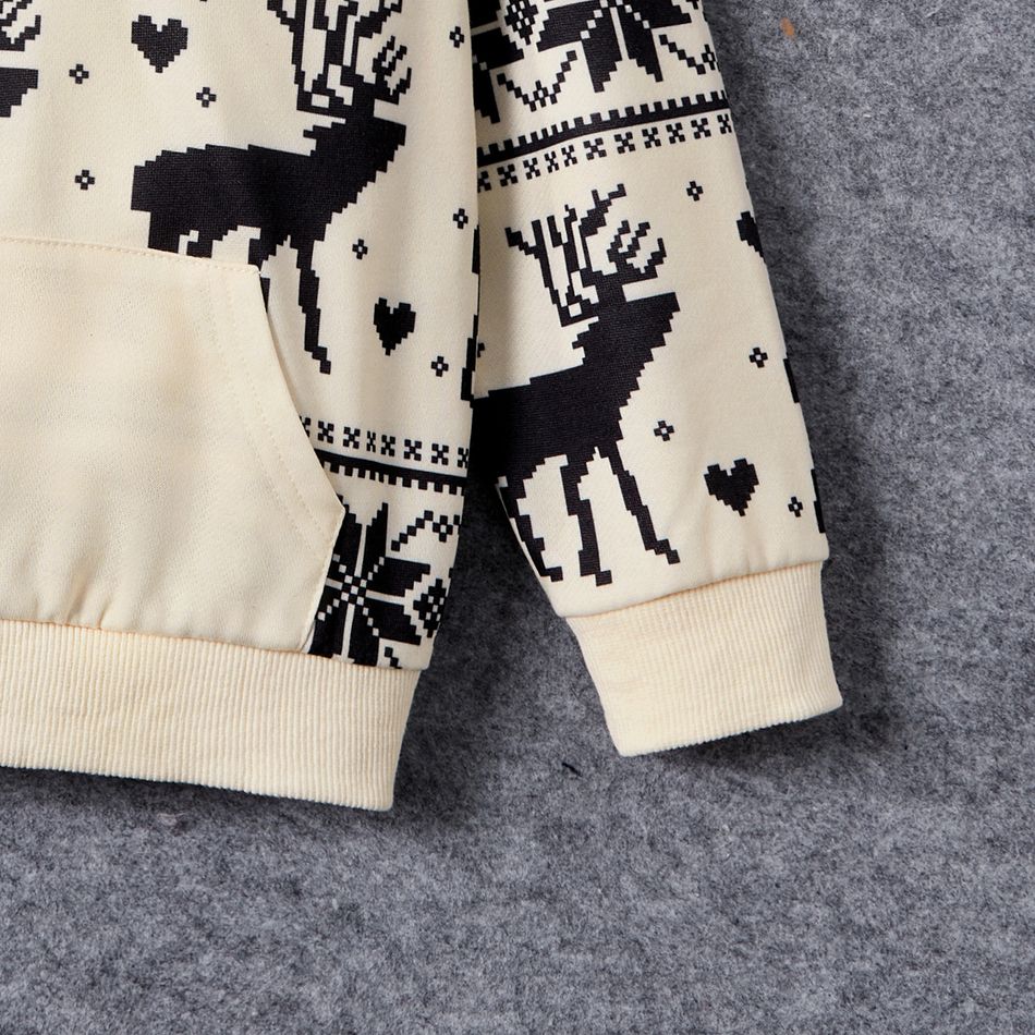 Christmas Family Matching Allover Deer & Snowflake Print Long-sleeve Hoodies BlanchedAlmond big image 7