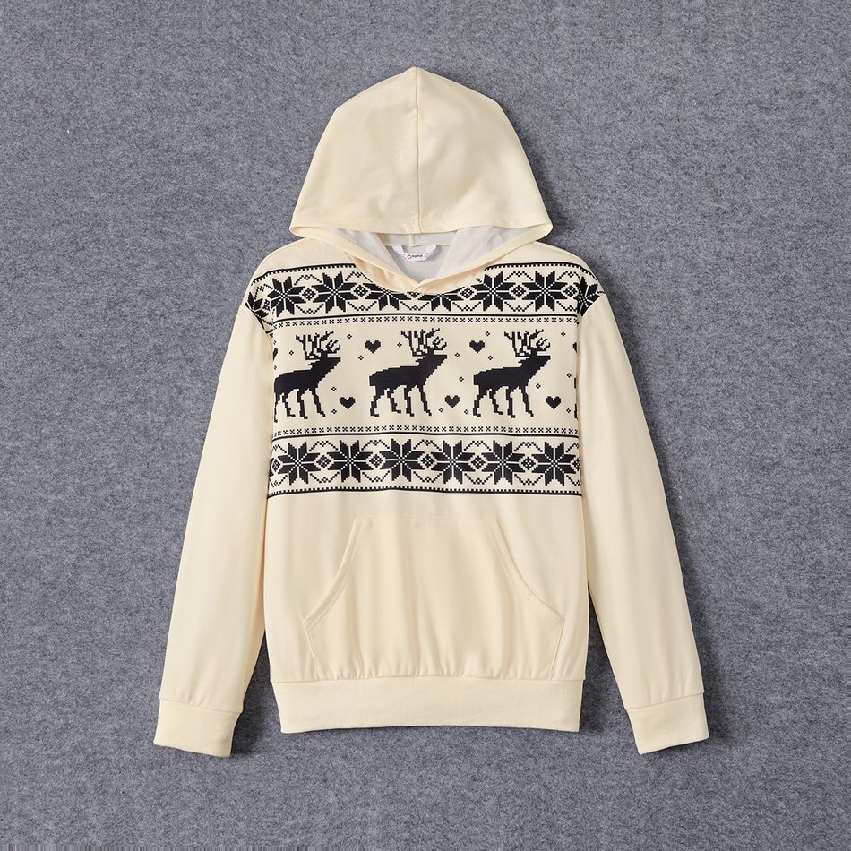 Christmas Family Matching Allover Deer & Snowflake Print Long-sleeve Hoodies BlanchedAlmond big image 2