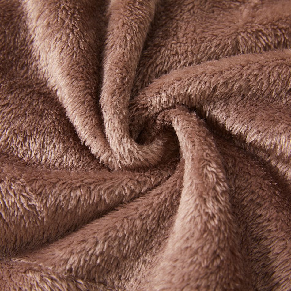 Christmas Family Matching Brown Coral Fleece Long-sleeve 3D Antler Hooded Onesies Pajamas (Flame Resistant) Brown