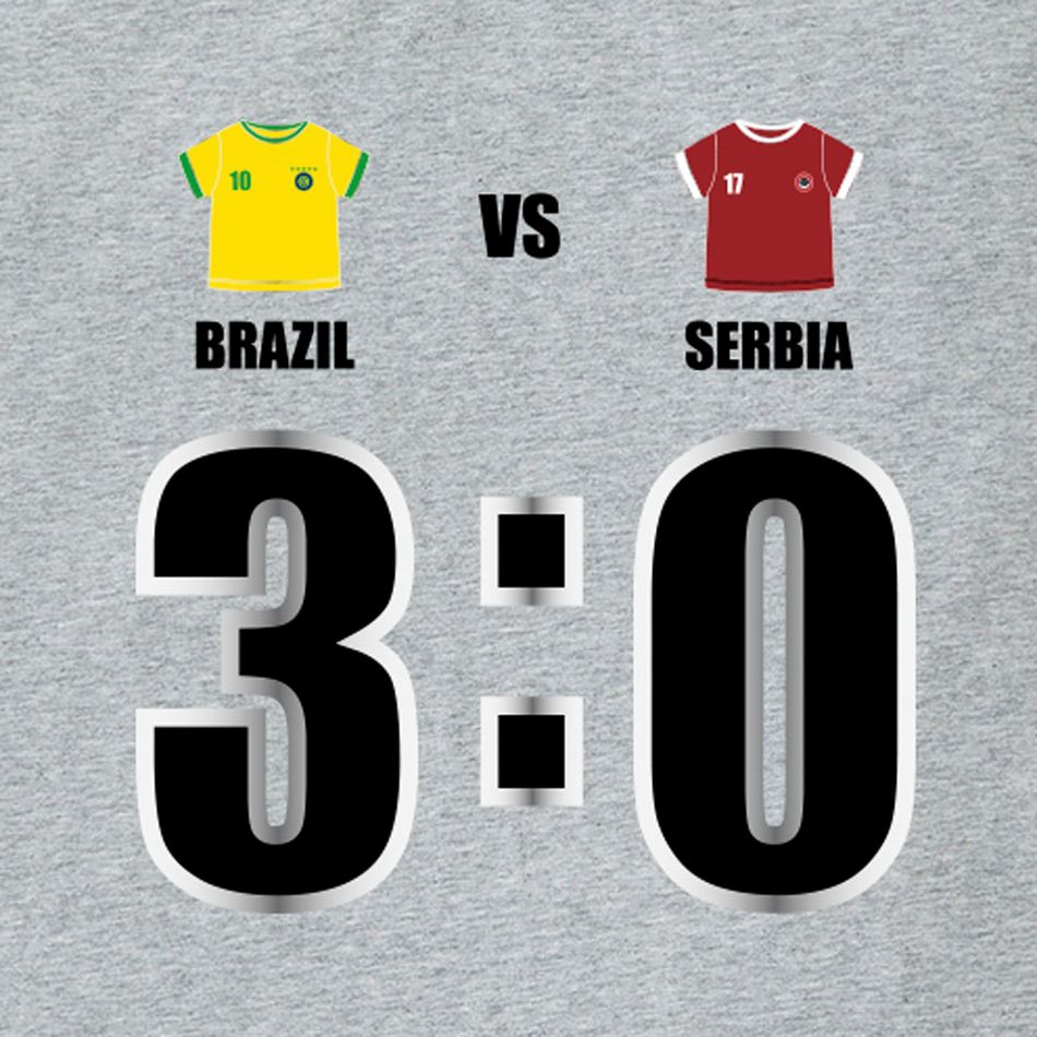Family Matching Cotton Short-sleeve Graphic Grey Football T-shirts (BRAZIL VS SERBIA) Grey big image 8