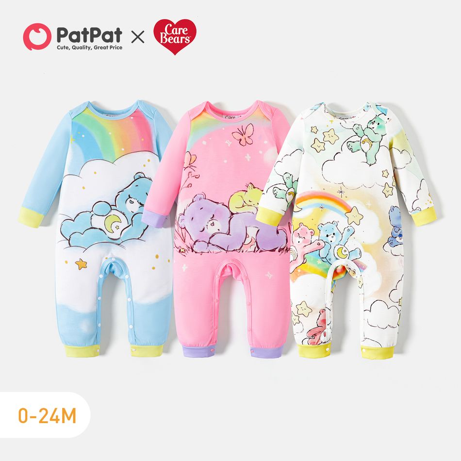 Care Bears Baby Boy/Girl Rainbow and Stars Long-sleeve Jumpsuits Pink big image 2