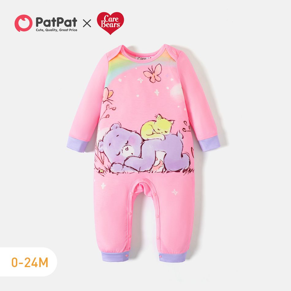 Care Bears Baby Boy/Girl Rainbow and Stars Long-sleeve Jumpsuits Pink big image 1