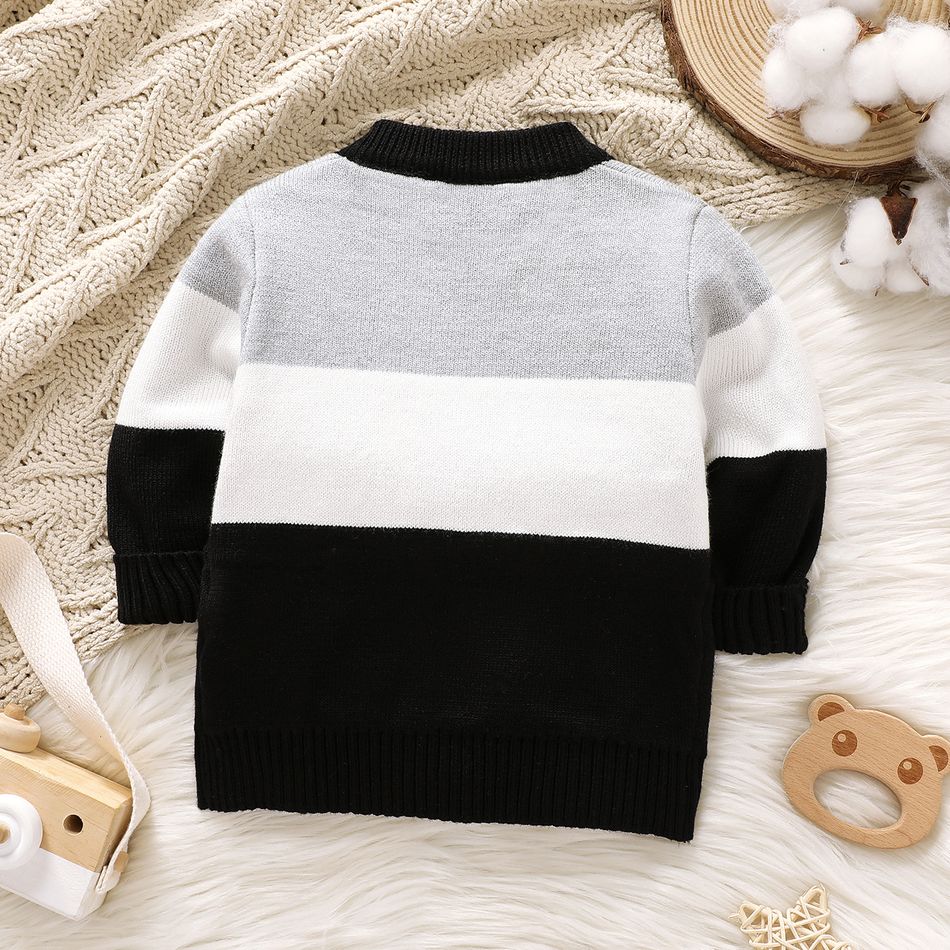 Baby Boy Long-sleeve Colorblock Knitted Sweater Cardigan Grey big image 2