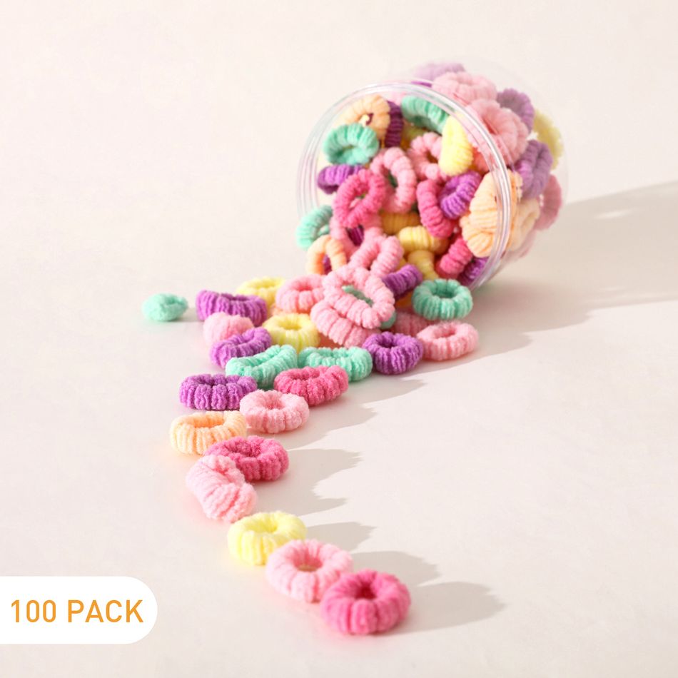 100er-Pack Multicolor-Haargummis aus hochelastischem Nylon für Mädchen Mehrfarbig big image 2