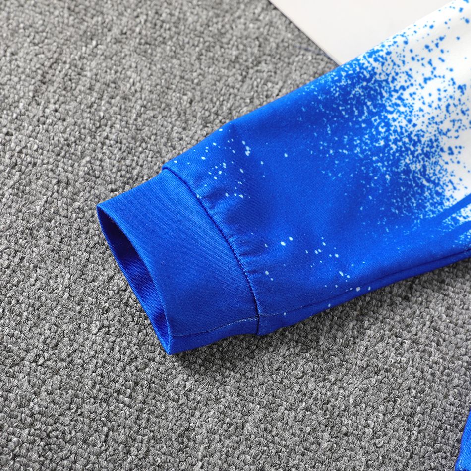 Kid Boy Painting Print Colorblock Hoodie Sweatshirt BLUEWHITE big image 2