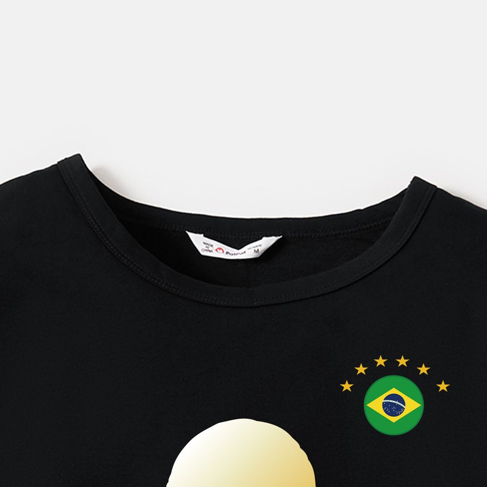 Family Matching 100% Cotton Graphic Black Long-sleeve Football Sweatshirts (Brazil) Black big image 9