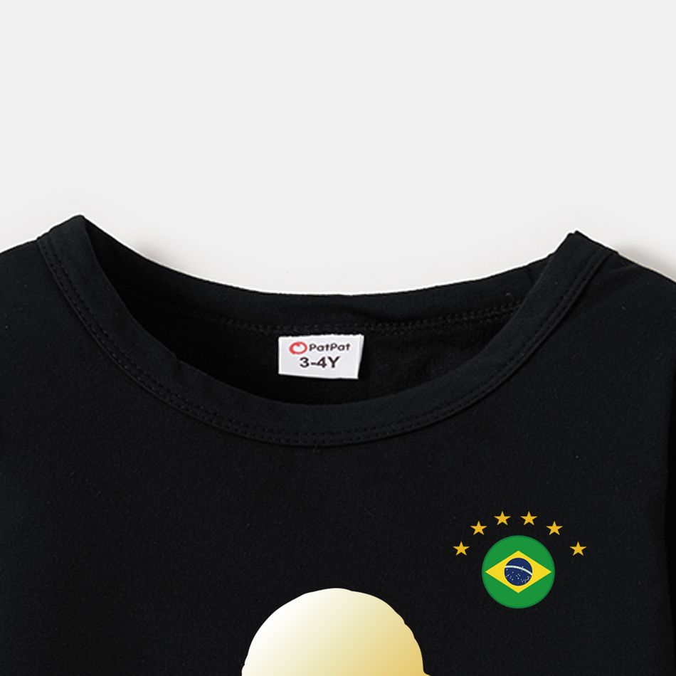 Family Matching 100% Cotton Graphic Black Long-sleeve Football Sweatshirts (Brazil) Black big image 7