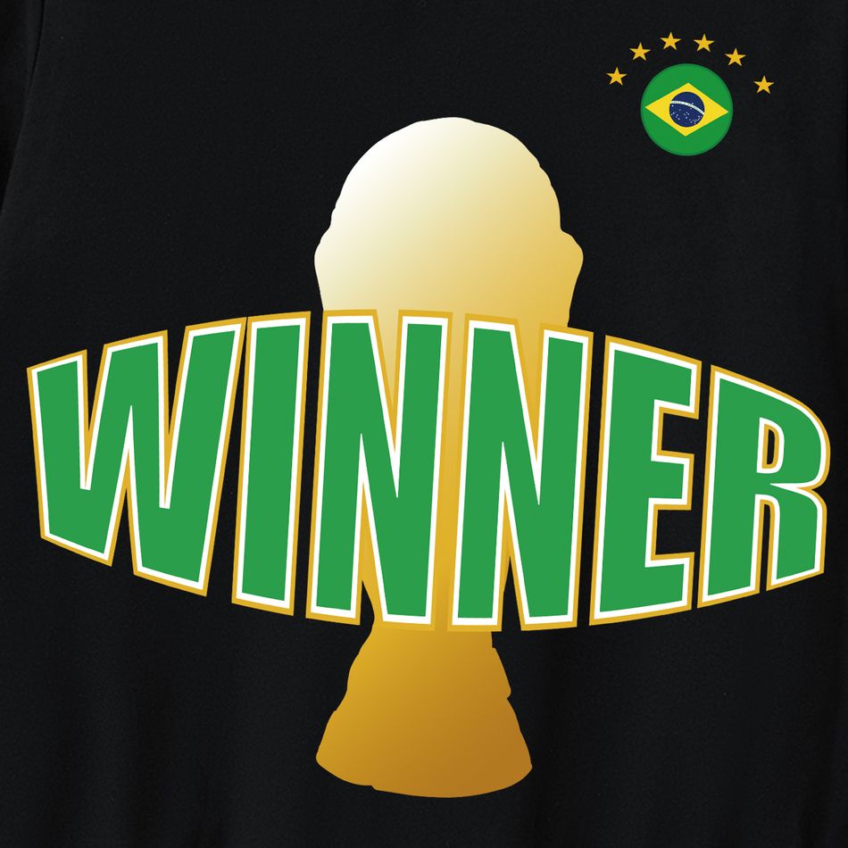 Family Matching 100% Cotton Graphic Black Long-sleeve Football Sweatshirts (Brazil) Black big image 8