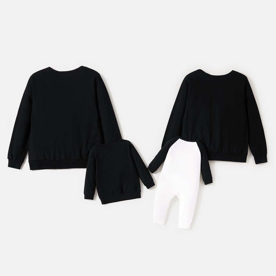 Family Matching 100% Cotton Graphic Black Long-sleeve Football Sweatshirts (France) Black big image 6