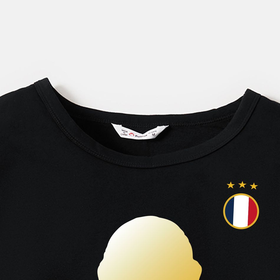 Family Matching 100% Cotton Graphic Black Long-sleeve Football Sweatshirts (France) Black big image 7