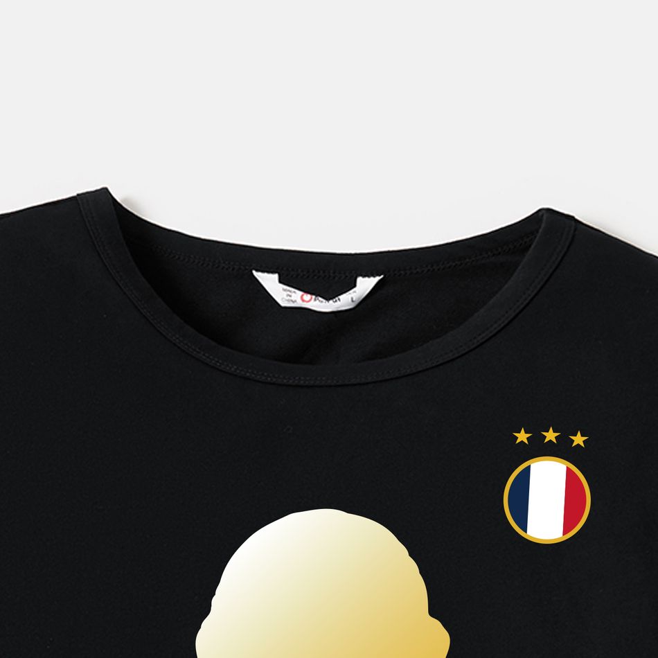 Family Matching 100% Cotton Graphic Black Long-sleeve Football Sweatshirts (France) Black big image 8