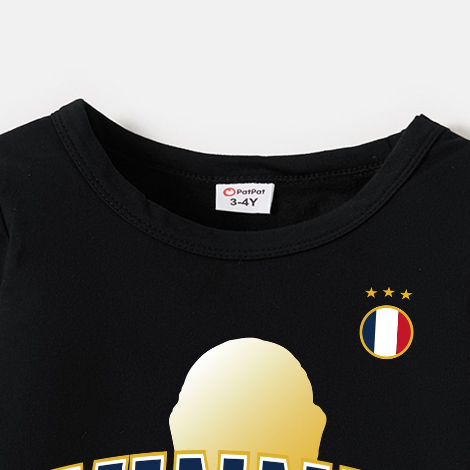 Family Matching 100% Cotton Graphic Black Long-sleeve Football Sweatshirts (France) Black big image 11