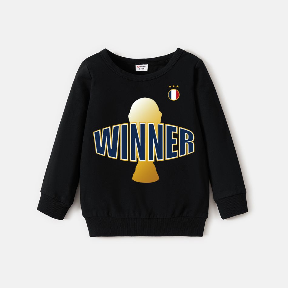 Family Matching 100% Cotton Graphic Black Long-sleeve Football Sweatshirts (France) Black big image 4